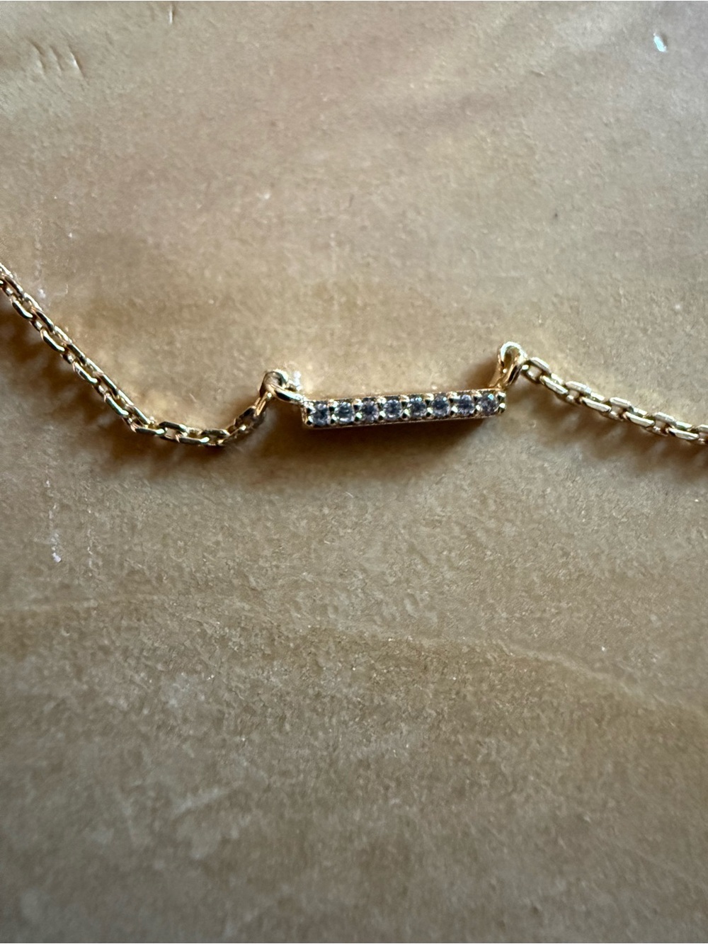 Delicate Gold Bar Necklace with Crystal Accents